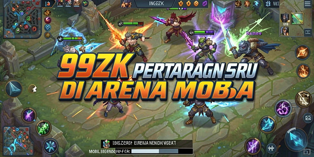 Tampilan seru gameplay dari 99ZK dengan pertarungan karakter MOBA.