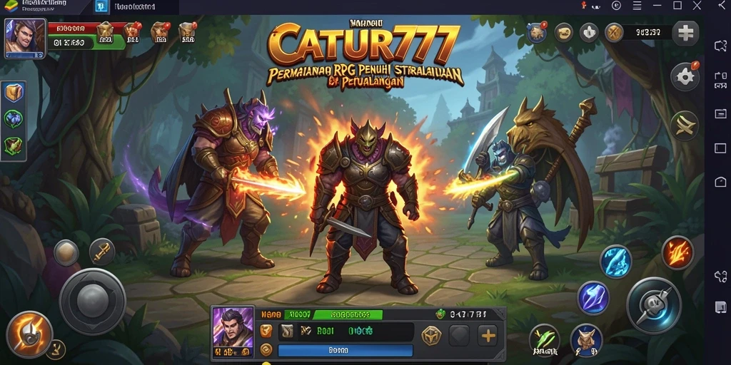 Tangkapan layar gameplay RPG mendebarkan dari CATUR777.