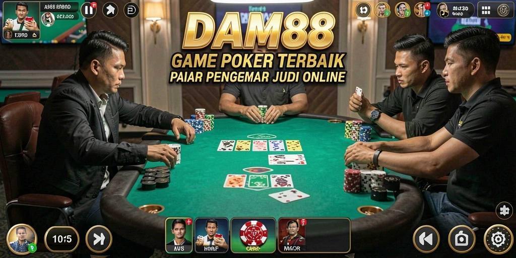 Tampilan gameplay Poker yang mendebarkan di DAM88.