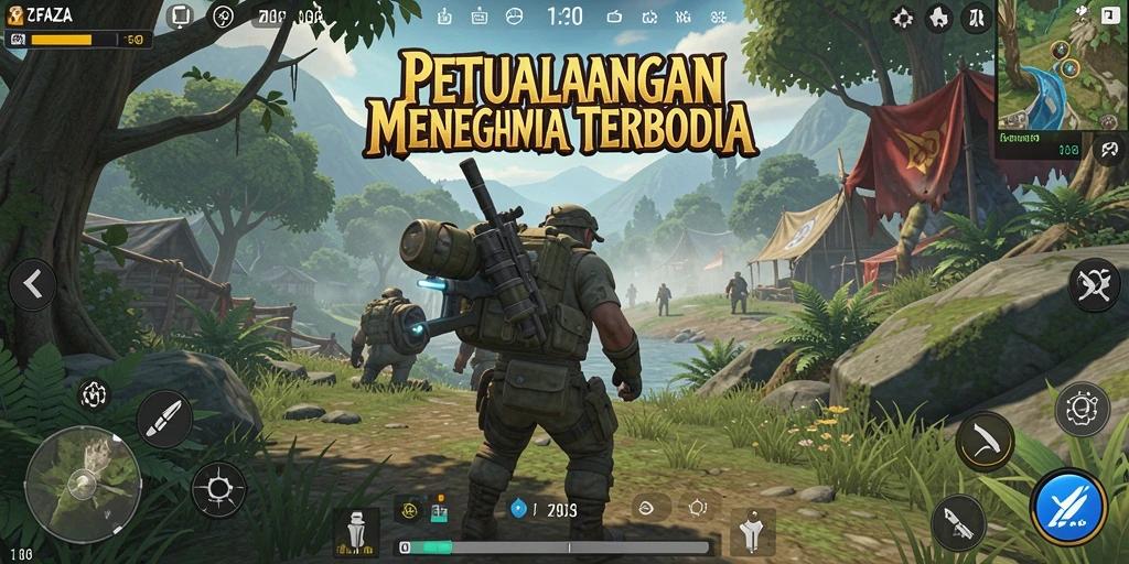 Gameplay ZOFAZA yang menampilkan dunia petualangan yang luas.